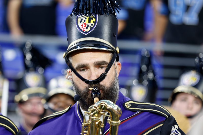 Watch: Jason Kelce plays saxophone in Ravens’ marching band